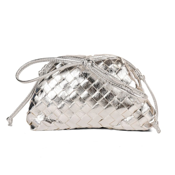 Skybag 2024 ny stil veske for kvinner i kveg-skinn med rynker, dumpling-veske, håndveske, skulderveske MJ51 silver 22*9*14cm