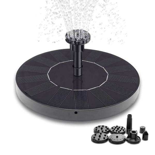 Fontæne - Solcellefontæne / Vandfontæne Solcelle - 16 cm Svart black