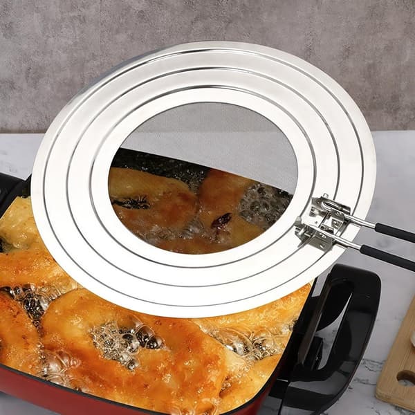 Stegepande Stænkskærm, Fedtskærm i Rustfrit Stål Med Foldbart Varmebestandigt Håndtag, Til Wok og Stegepander, 30 cm
