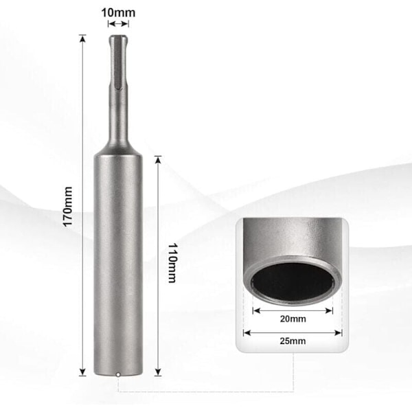 SDS PLUS Hammerbor Ø Indvendig 20mm x Ø Udvendig 25mm x 170mm Længde, fra DEBUNS