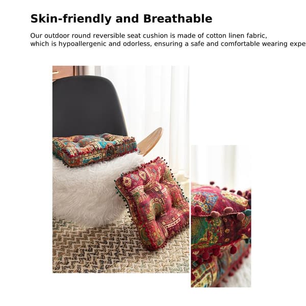 Boho-tyylinen pyöreä käännettävä ulkotyyny – Square Red\uff0840cm\uff09