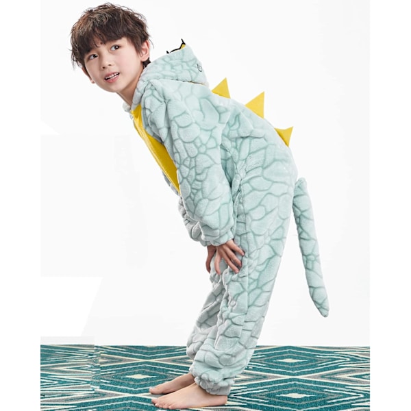 Barnens dinosaurie-onesie pyjamas för pojkar och flickor, drak-huvtröja, kostym, unisex, grön, sovkläder, jumpsuit