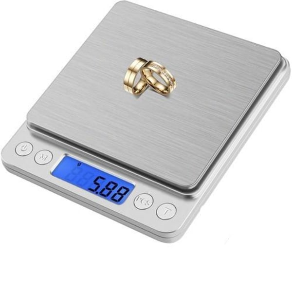 Digital vekt / Kjøkkenvekt 0,01g-500g Silver Silver