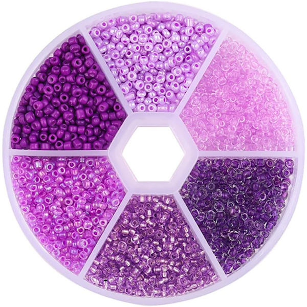 Blandade färgade glaspärlor - Mini Rocailles pärlset för DIY-hantverk purple