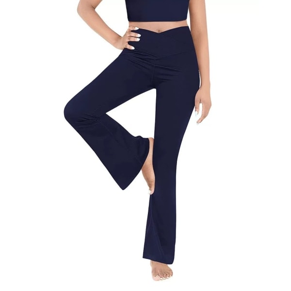 IC Mustat Leveälahkeiset Joogahousut naisille, Crossover Pehmeät Bootcut-leggingsit
