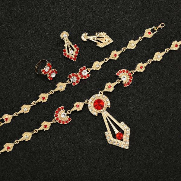 Bröllopssmycken 4 st Set Halsband Örhängen Ring Armband Kvinnor Dagliga Ornament default