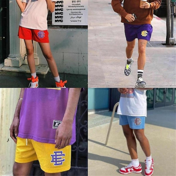 Eric Emanuel Shorts Ee Shorts Sport Andningsbara Mesh Byxor Ee Basic Short Loose Fitness löparshorts för män kvinnor PURPLE M