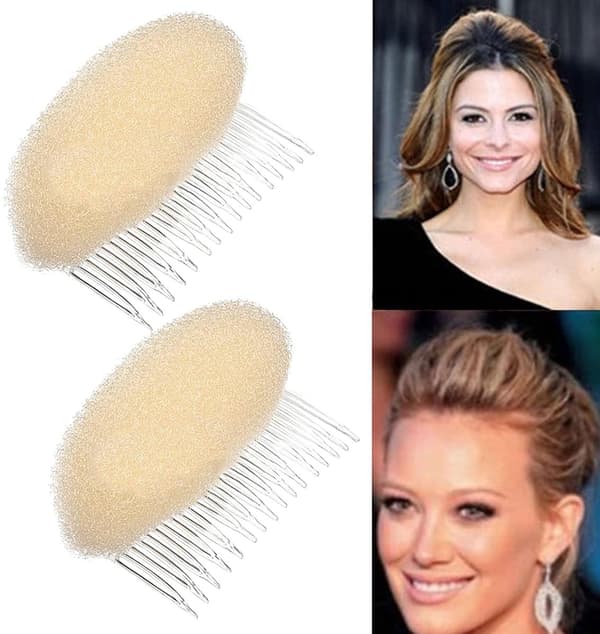 Usynlig Fluffy Hårklemme, 2 Stykker, Bikube Hårstylingværktøj, til Kvinder og Piger, Beige