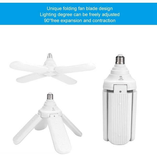LED Loftlampe, 60W E27 AC95-265V Fire Hoveder Super Lys LED Loft Pendel Lamper, Foldbar Viftelampe