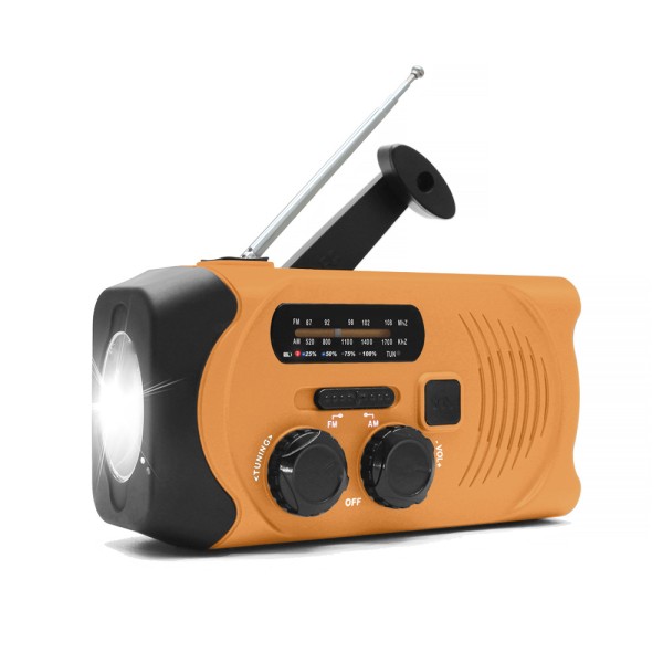 Orange vävd radio med solcell, ficklampa och 2000 mAh-batteri Nö Black En storlek passar alla