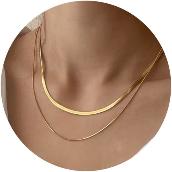 Snake Chain Halsband Fiskbenshalsband Guld Choker Halsband för kvinnor Flickpresenter