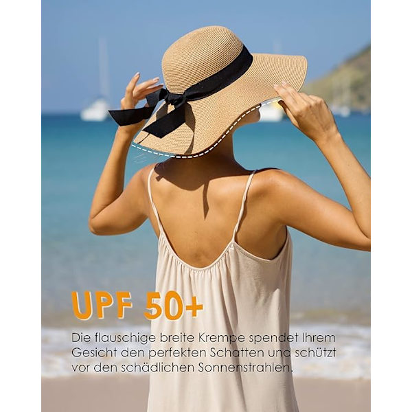 Summer Foldable Beach Hat Women's Sun Hat with Wide Brim