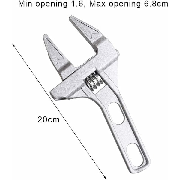6-68mm Justerbar Skiftenøkkel Bred Kjeve Badekromsnøkkel Aluminium Legering Håndverktøy for Stramming eller Løsning av Muttere og Bolter