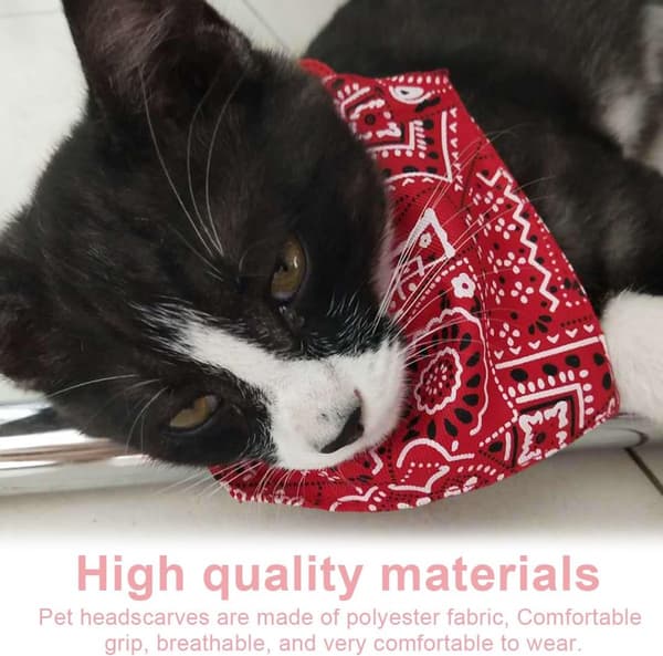 Kæledyrsbandanasæt, 2-delt blødt polyester justerbart trekantet tørklæde til hunde og katte, daglig brug og rejser, sort og rød, størrelse M