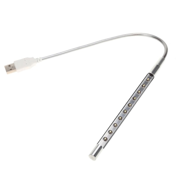 Bärbar Flexibel Ultra Bright Mini 10 Led USB Light Datorlampa För PC Laptop Notebook USB Power Silver