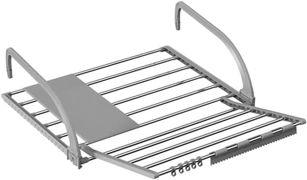 Grå torkställning för element 59*38cm – utdragbar, vindtät strumpstork för balkong