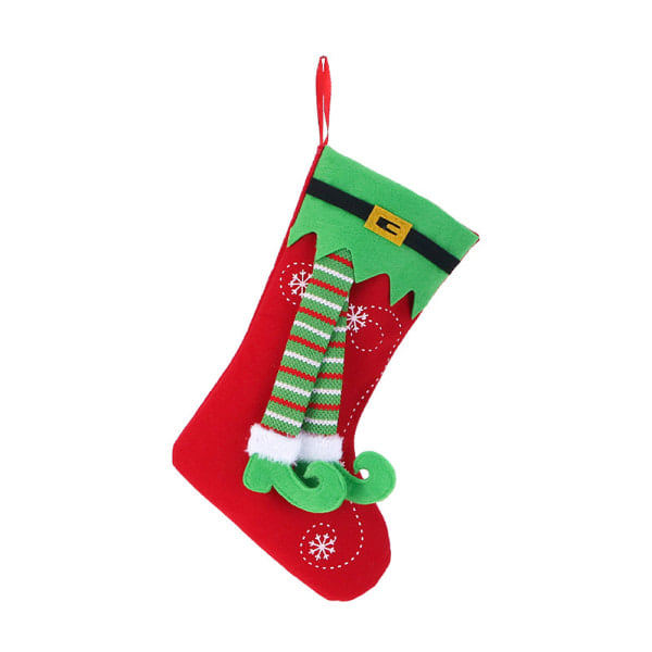 IC Julstrumpa heminredning present, roliga tomtemönster grön