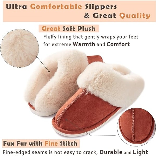 IC Naisten Tossut Memory Foam Pehmeät Lämpimät Slip On Kotitossut, Liukumaton Muhkea Sisä- ja Ulkokäyttöön (Koko: Suuri)