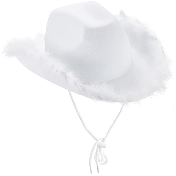 Feather Cowboy Hat Cowgirl Hat Vit