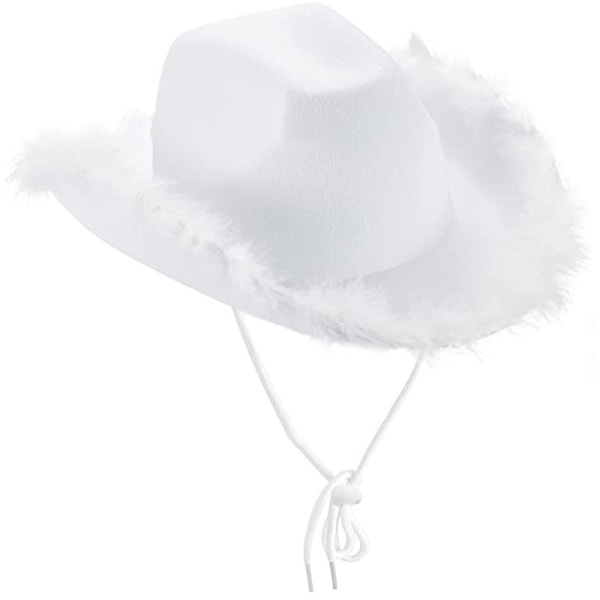 Valkoinen höyhencowboyhattu