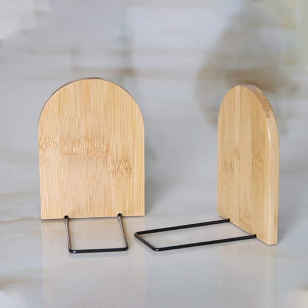 Natural Bamboo Bookends, Large Capacity, Office Bookends, Non-Slip Book Stands, Bookshelf Ends for Home, Office, Library, School, Study Decor
