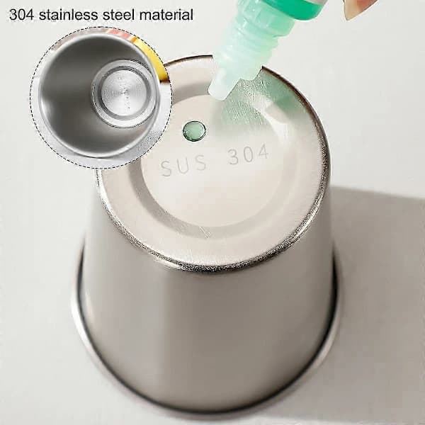Drickskoppar i rostfritt stål, set om 5, stapelbara ölglas i borstad metall för resor, camping, hem, silver 300 ml 300ML