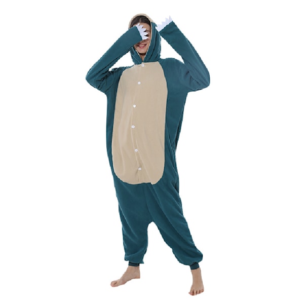 Polar Fleece Serie Halloween Tegneserie Dyr Onesie Pyjamas MJ51 Par Pyjamas Dark green Snorlax 130