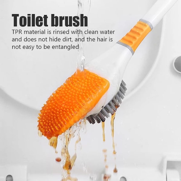 Sukellusankka-wc-harja söpöllä ankanmuotoisella ilmanvaihtoaukkopohjaisella 360° pyöreällä silikonisilla hankausharjalla wc-pää, harja (keltainen) Gul