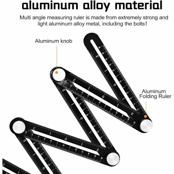 12-fold aluminiumlegerings lineal, multi-vinkel måleværktøj, keramiske fliseåbningsværktøjer, af DEBUNS