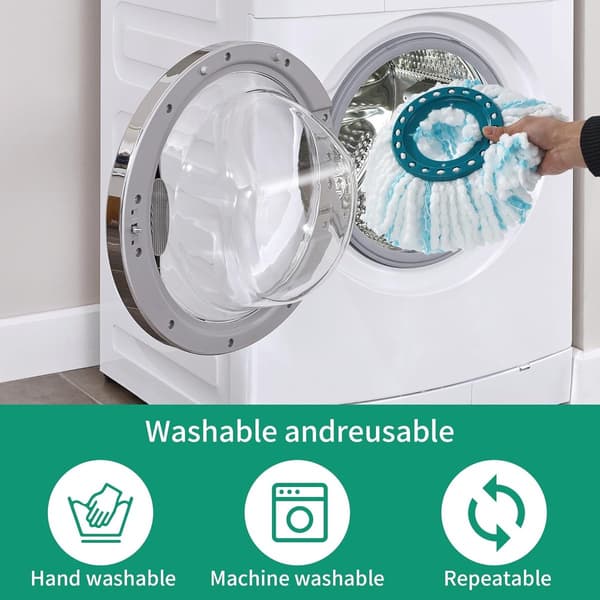2-pakning mikrofibermoppehoder for Leifheit Clean Twist og Combi Disc Mopper, vaskbare ved 60°C, gulvpleie, turkis og hvit