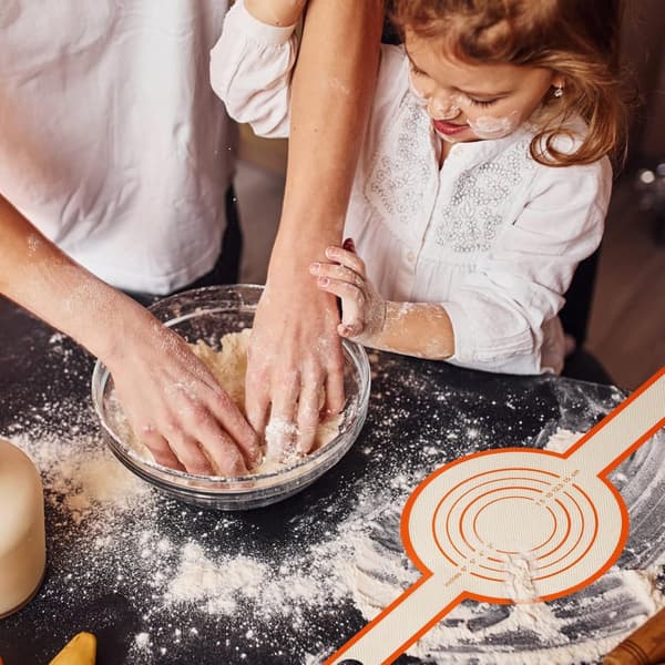 Silikon bakeunderlag sett med 2, non-stick gjenbrukbar brødsleng med håndtak for ovnsbaking av brød, oransje