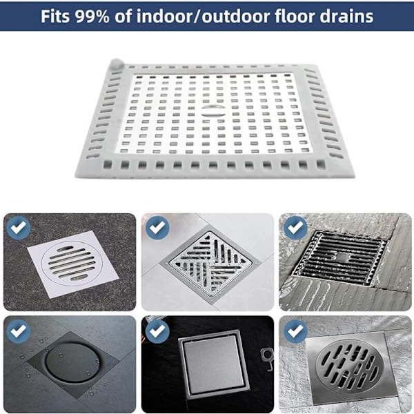 Hårfanger til brusebad 12,2 x 12,2 cm Sølv Rustfrit Stål Firkantet Køkkenvask Filter Anti-tilstopningsvask Gitter til Badeværelse Brusebad, til Badeværelse og Køkken