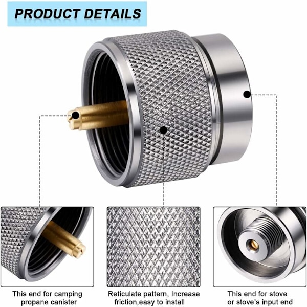 Camping Stove Adapter Deler 1 lb Propan Liten Tank Innløp Utløp Utendørs Sylinder LPG Beholder Adapter