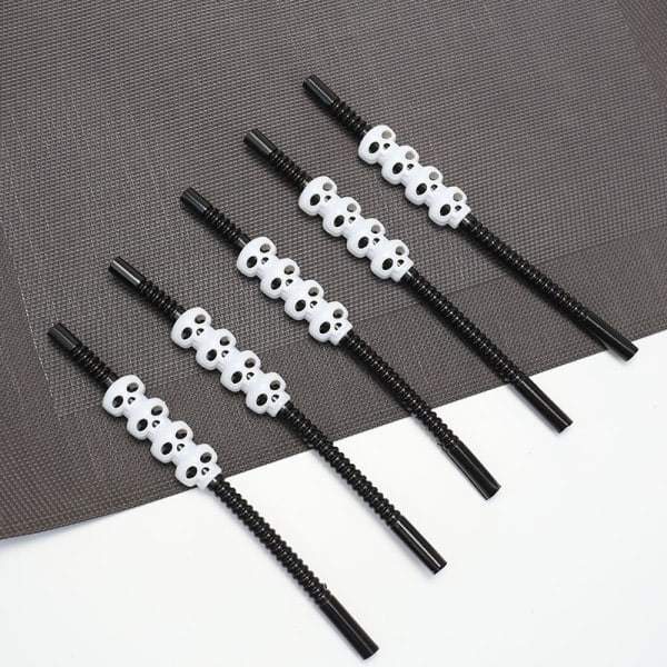 IC Halloween-dekorasjoner, Halloween-arrangementer, Skull Straws, Halloween Straws, Svart