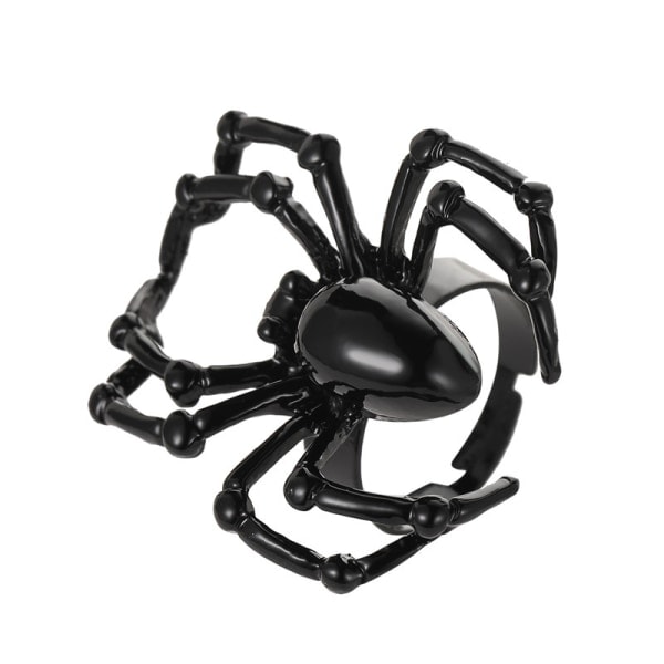 IC Simuleret Slange Åben Justerbar Halloween-ring Gotiske smykker til mænd og kvinder (sort+sølv)