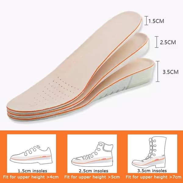 Højdeforøgende indlægssåler, åndbar EVA, kan klippes til, stødabsorberende hælløftere, unisex til sko med 4 cm+ hæle, M 1,5 cm