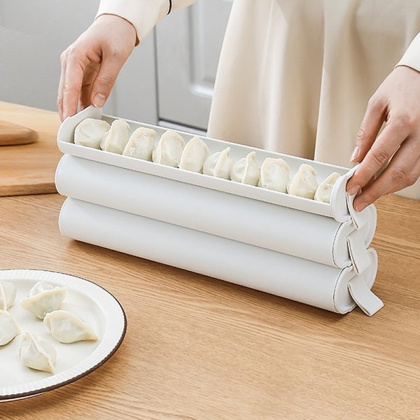 IC Dumplings Organizer Crisper Dumpling Opbevaringsboks Skuffe Gul