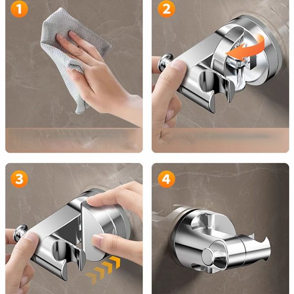 Adjustable Shower Head Holder with Suction Cup - Silver Finish 83
