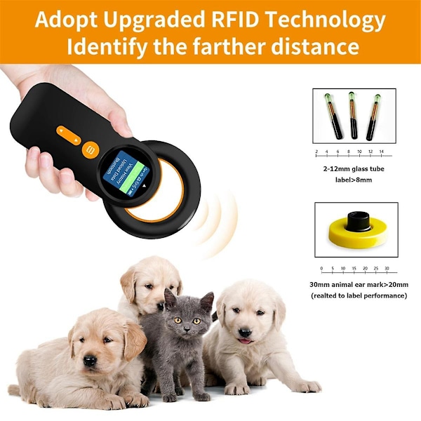 Bluetooth Pet Mikrochip-læser, 3-i-1 (2,4 GHz trådløs + Bluetooth + USB) Universal Dyre-Tag-læser