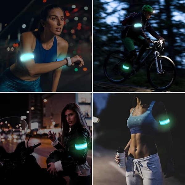 LED Reflekterende Armbånd Sikkerhedsarmbånd Lysende Armbånd Vandtæt Lysbånd Nat Sikkerhed Reflekterende Rem til Udendørs Sport Løb Blå