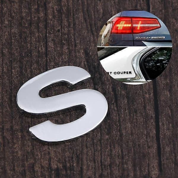 3D Metall Alfabet Silver Badge Krom Silver Bokstäver Siffror Logo Bildekaler-Perfet 2