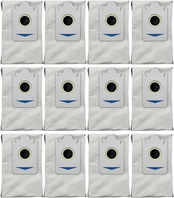 12 robotdammsugarpåsar, hög kapacitet, verktygsfritt byte, för Ecovacs T30S, T30S Pro, X5 Omni, X2 Omni, X2 Pro