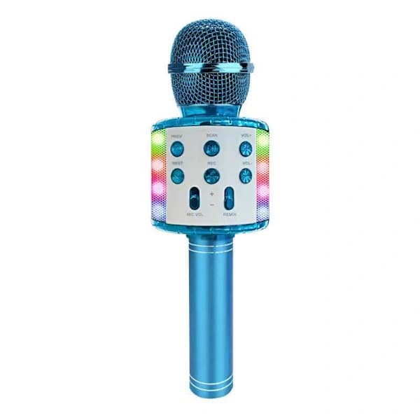Børns Bluetooth Karaoke Mikrofon Legetøj med Højttaler Stemmeskifter og LED Lys til Drenge Piger i alderen 3-12 Blå