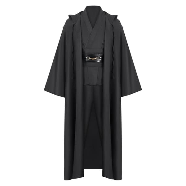 Mub- Obi-Wan Kenobi høj kvalitets cosplay kostume sort Jedi kappe lyssværd duel sort Sort Black M