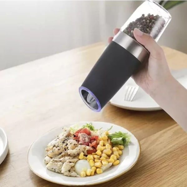 Elektriske Salt- og Pepperkverner – 2-pakning med Gravity-Funksjon Black Svart