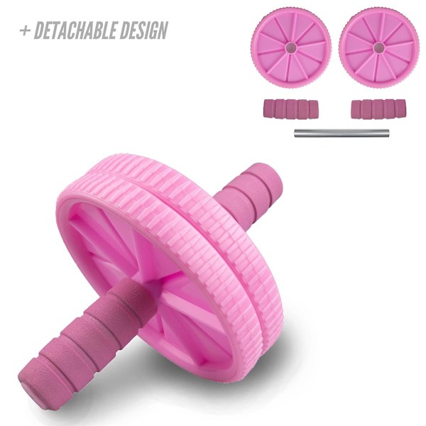 Phoenix Fitness Ab Roller - Vatsarulla vatsalihasten harjoitteluun ja keskivartalon harjoitteluun kotona ja kuntosalilla vaahtokahvoilla - Pinkki