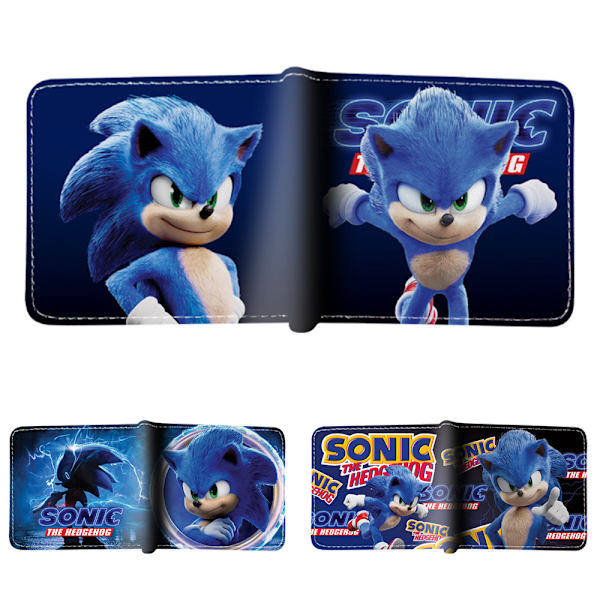 Flerfacksplånböcker Sonic The Hedgehog Plånbok Myntväska ID-kort Barnpresenter B