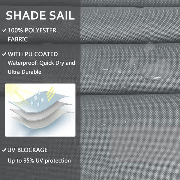 Solskjermseil, vanntett 420D polyester, 95 % UV-beskyttelse, forsterkede hjørner, for hage uteplass terrasse, mørkegrå, 2,5 x 3 m