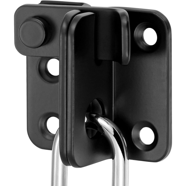 IC 2-paknings flipspärrer, 4,6 cm x 4,5 cm svart rustfritt stål fortykket kraftig haspe låvedørsport med dørlås