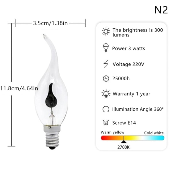 IC E14 E27 LED Edison Lampa 3W 220V Flamma Effekt Belysning Lampara Tun 2